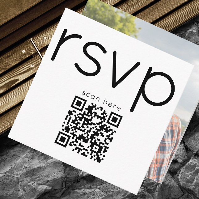 Qr Code Photo Wedding Simple Modern Elegant Rsvp  Enclosure Card (Creator Uploaded)
