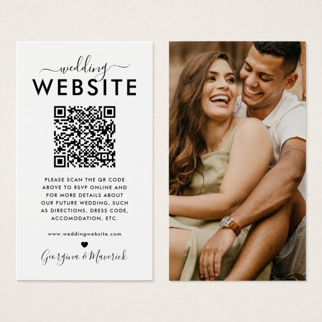 QR Code Photo Wedding Website Enclosure Card (Front & Back)