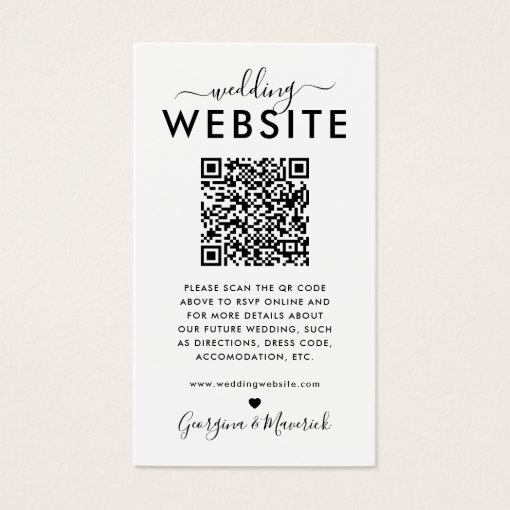 QR Code Photo Wedding Website Enclosure Card | Zazzle