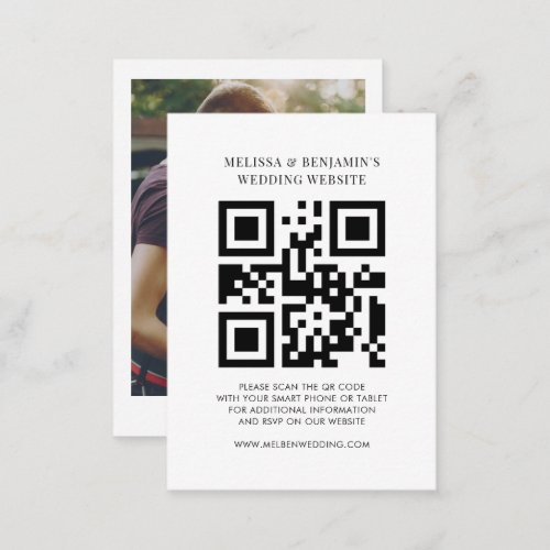 QR Code Photo Wedding Website RSVP Enclosure Card