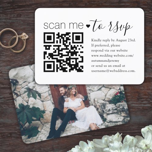 QR Code  Photo Wedding Website Simple Enclosure RSVP Card