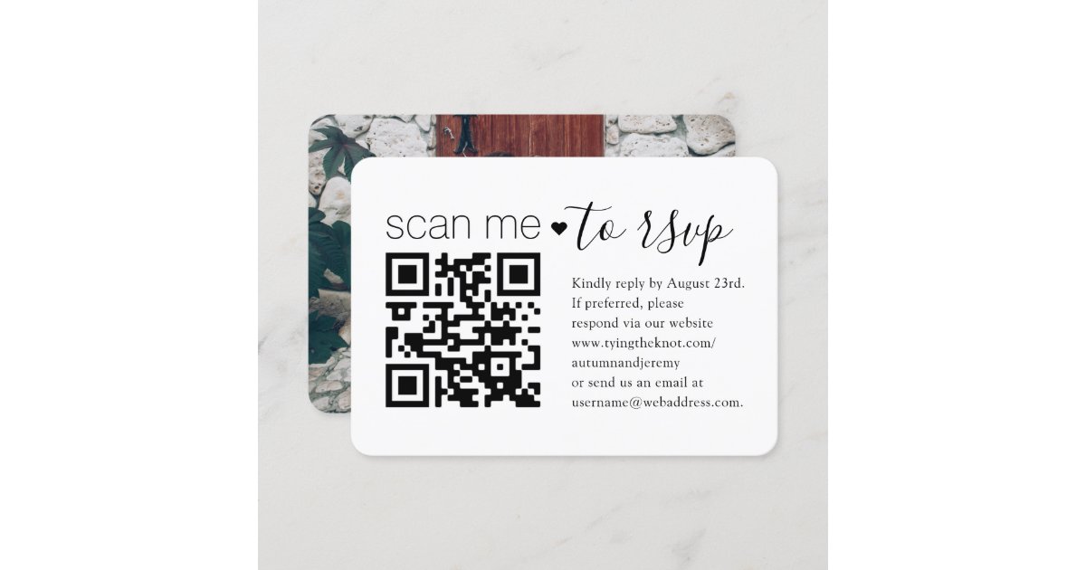 QR Code & Photo Wedding Website Simple Enclosure RSVP Card | Zazzle
