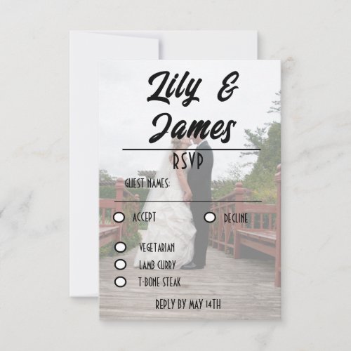 QR Code  Photo Wedding Website Simple RSVP Card