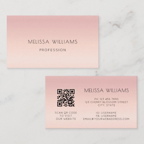 QR Code | Pink Blush Gradient Business Card