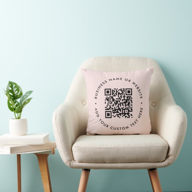 QR Code | Pink Business Modern Feminine Girly Throw Pillow (Chair)