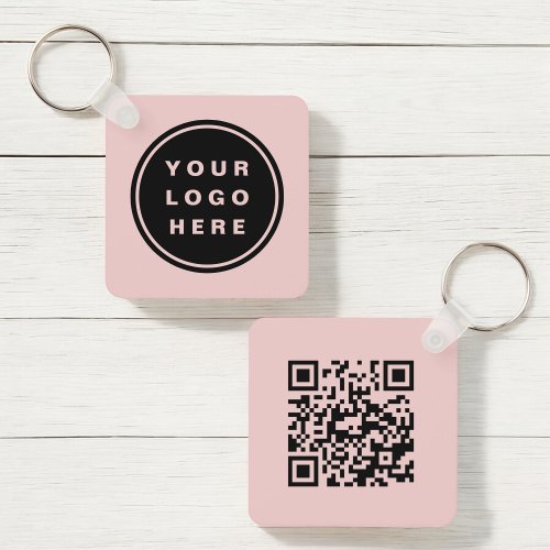 QR Code Pink Company Business Logo Promotional Keychain