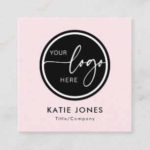 QR Code Pink Custom Logo Scan the Code Square Business Card