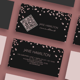 QR Code Pink Glitter Modern Business Card