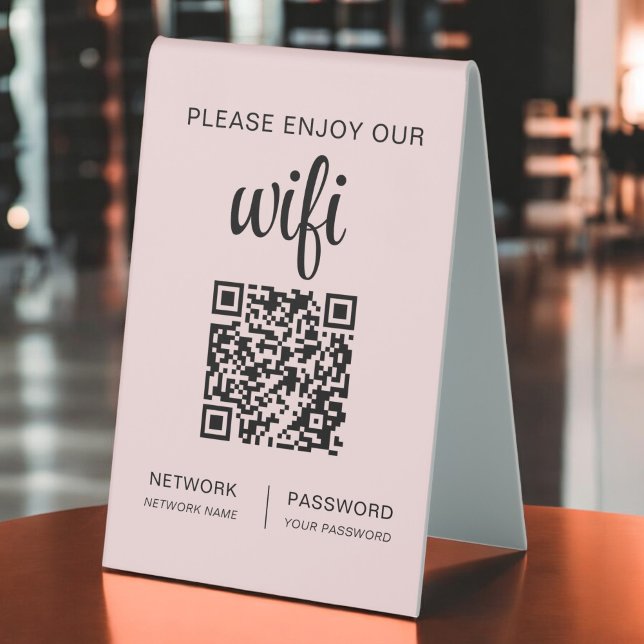 QR Code Pink Please Enjoy Our Wifi Table Tent (Creator Uploaded)