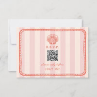 QR Code Pink Stripe Shell Wedding QR RSVP