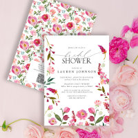 QR Code Pink Watercolor Flowers Bridal Shower