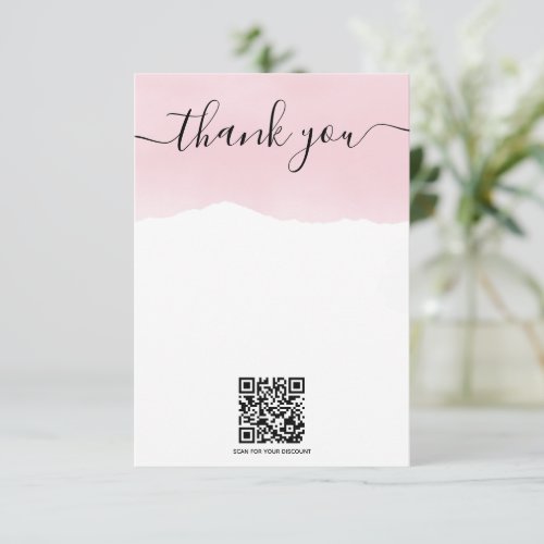 QR code pink watercolor thank you insert card
