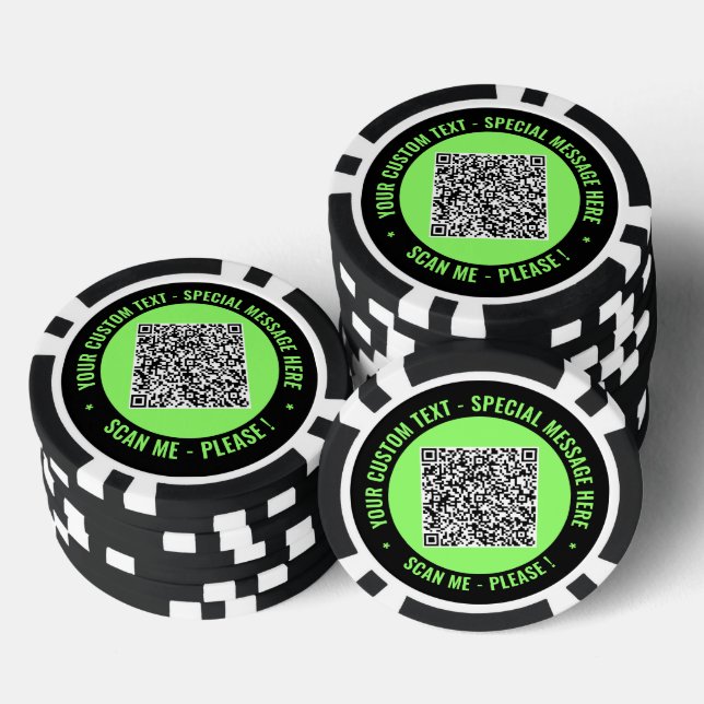 QR Code Poker Chips Example Custom Text and Colors (Stack)