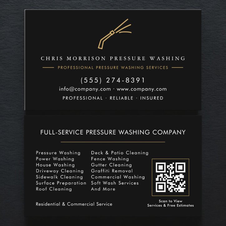 QR Code Pressure Washing Exterior Cleaning Business Card