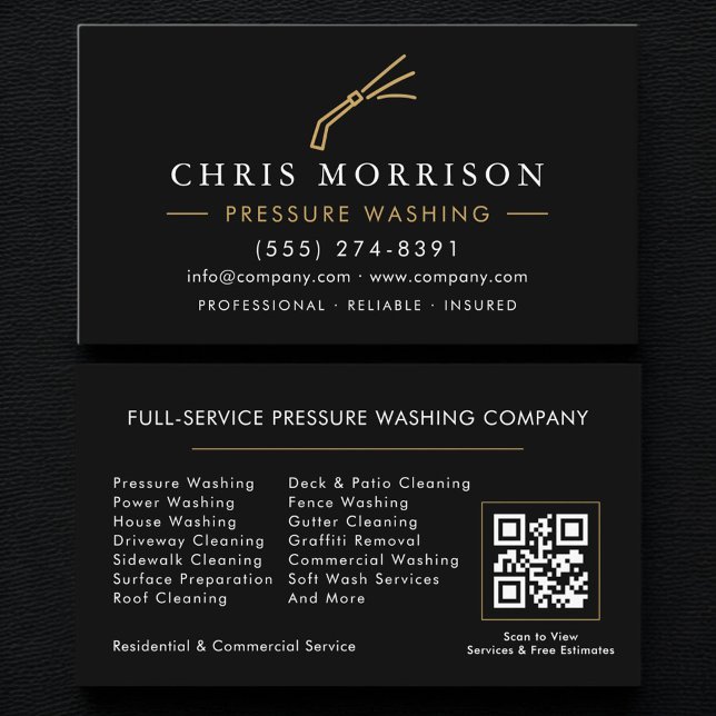 QR Code Pressure Washing Power Wash Business Card (Creator Uploaded)