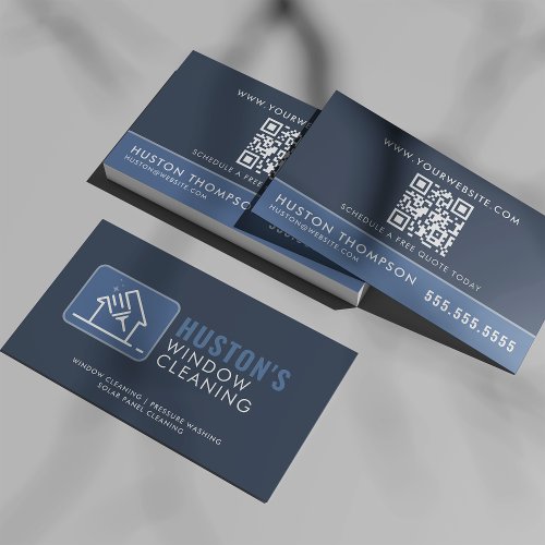 QR Code Pressure Washing Power Wash Window Cleaner Business Card