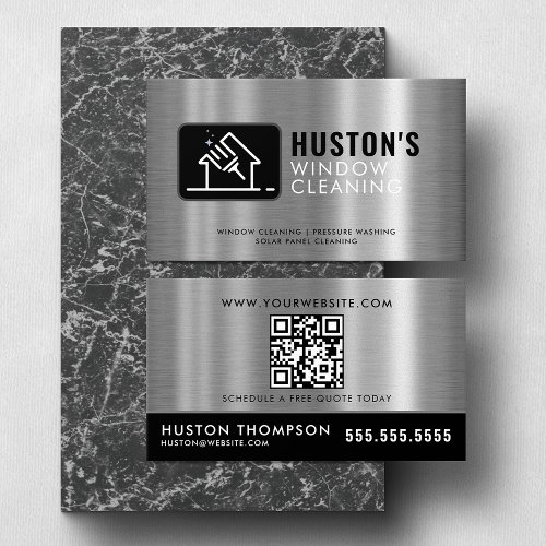 QR Code Pressure Washing Power Wash Window Cleaner Business Card