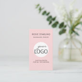 QR Code Pretty Pink Jewelry Logo Tagline Vertical Business Card (Standing Front)
