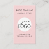 QR Code Pretty Pink Jewelry Logo Tagline Vertical Business Card (Front)