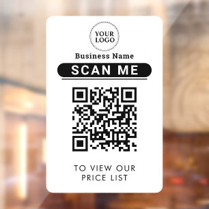 QR Code Price List Business Logo Contactless Window Cling