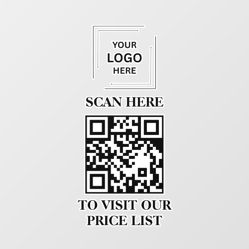 QR Code Price List Contactless Business Window  Cling