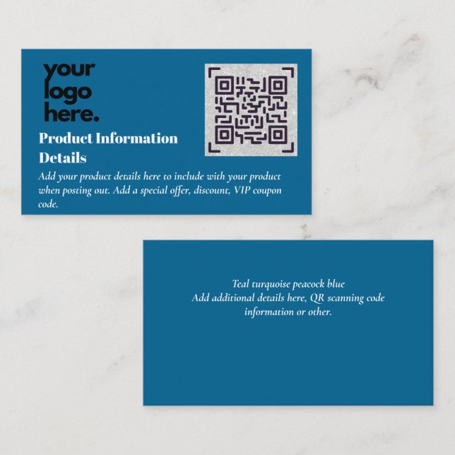 QR Code Product Packaging Warranty Details Coupon Enclosure Card (Front/Back)