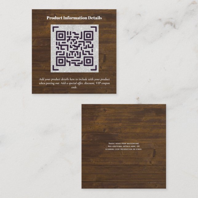 QR Code Product Packaging Warranty Details Coupon Enclosure Card (Front/Back)