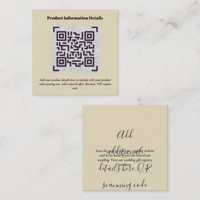 QR Code Product Packaging Warranty Details Coupon Enclosure Card (Front/Back)