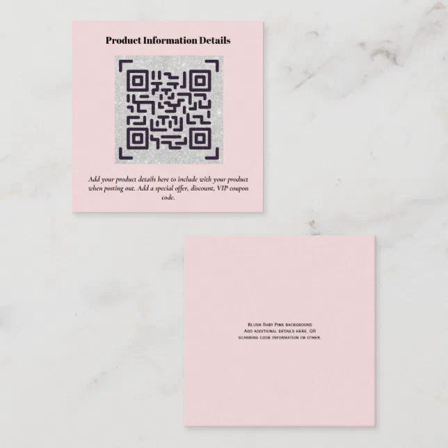 QR Code Product Packaging Warranty Details Coupon Enclosure Card Zazzle
