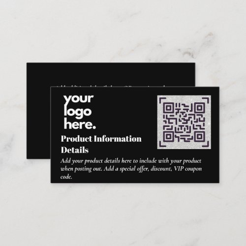 QR Code Product Packaging Warranty Details Coupon Enclosure Card