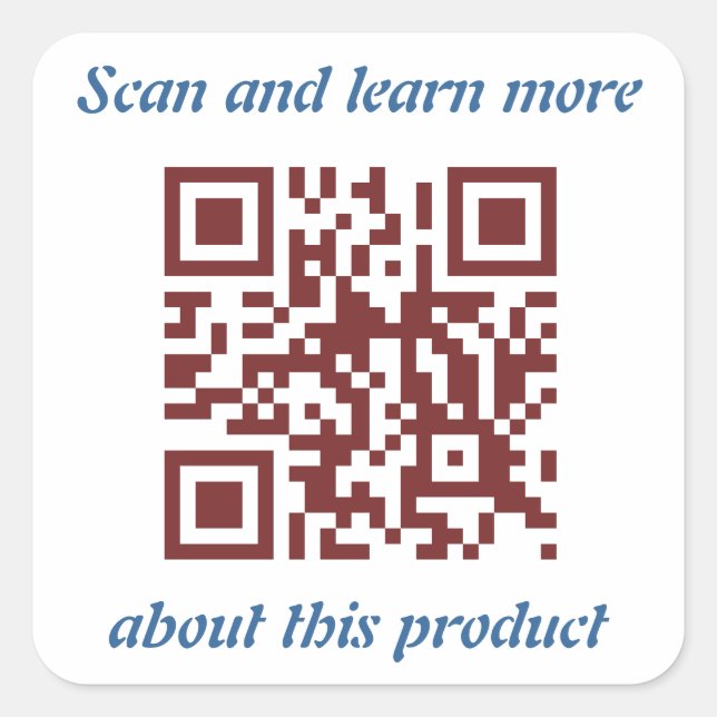 QR Code product's information template Square Sticker (Front)