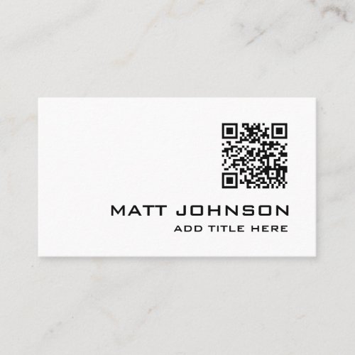 QR Code Professional Black White Business Card