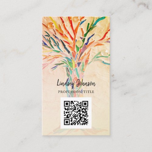 QR Code Professional Business Beige Card