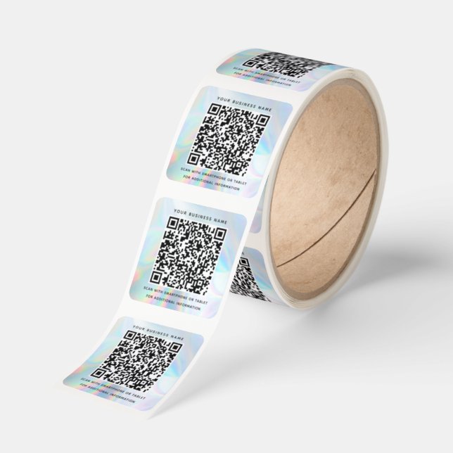QR Code Professional Business Iridescent Custom Square Sticker (Roll)