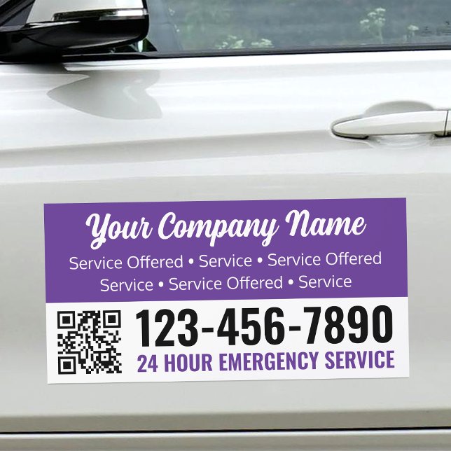 QR Code Professional Business Promotional Purple Car Magnet (Creator Uploaded)