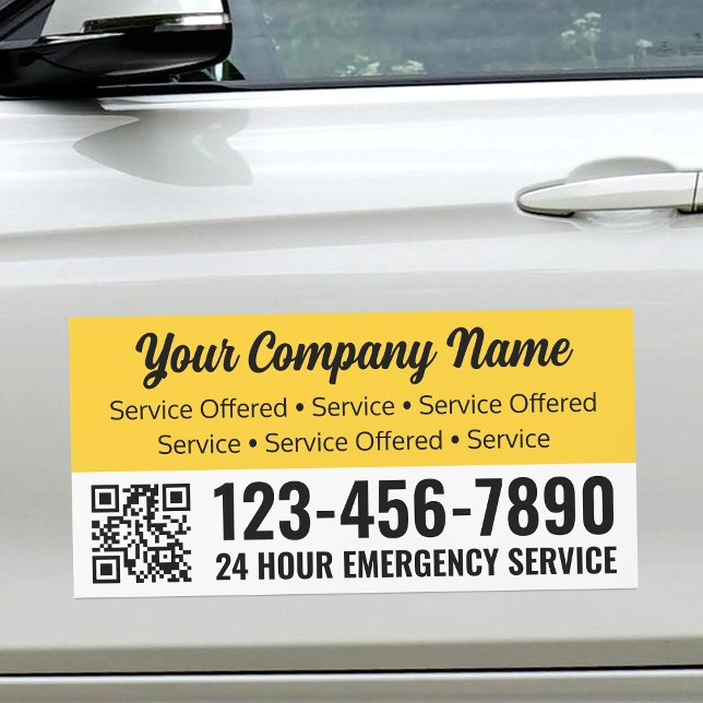 QR Code Professional Business Promotional Yellow Car Magnet (Creator Uploaded)