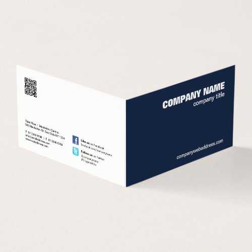 QR Code Professional Company Navy Blue Minimalist Business Card