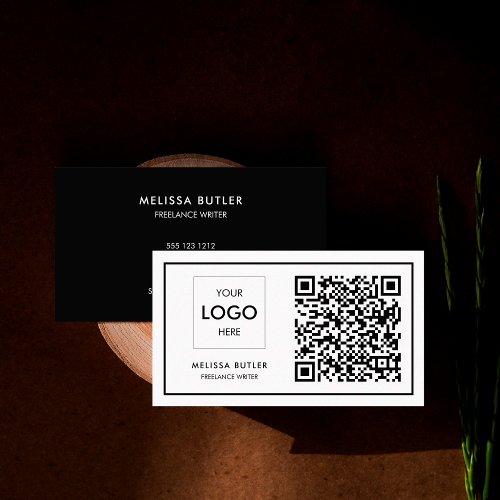 QR Code Professional Logo Black And White Business Card