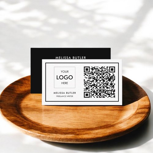 QR Code Professional Logo Black And White Business Card