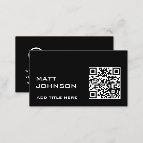 QR Code  Professional Logo Black Business Card