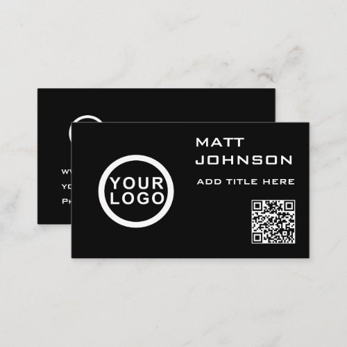 QR Code Professional Logo  Black Business Card