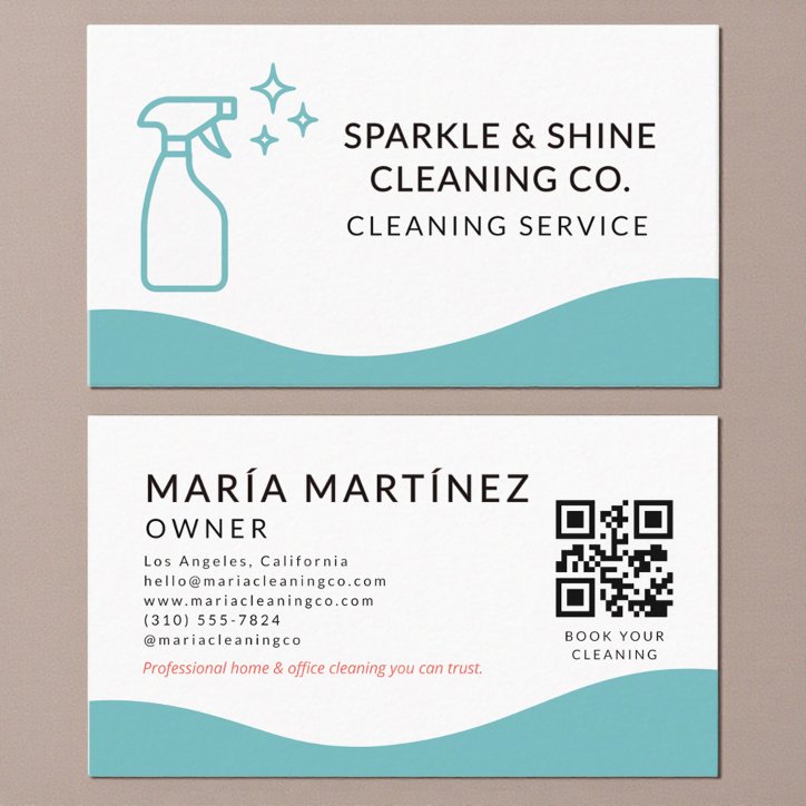 QR Code Professional Maid House Cleaning Service Business Card