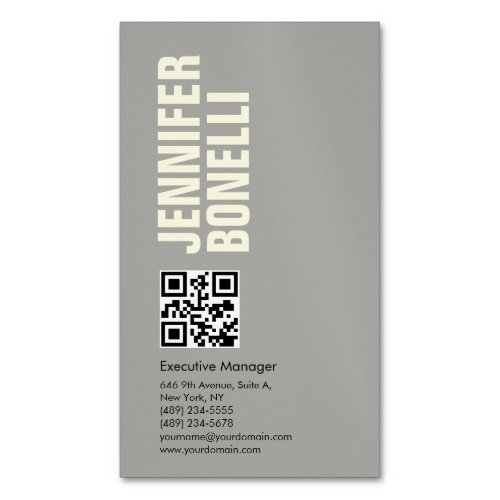 QR code professional minimalist bold grey  Business Card Magnet