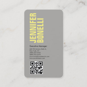 QR code professional minimalist bold grey yellow Business Card
