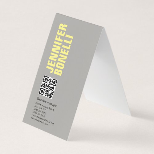 QR code professional minimalist bold grey yellow Business Card
