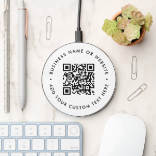 QR Code Professional Minimalist Clean Simple White Wireless Charger