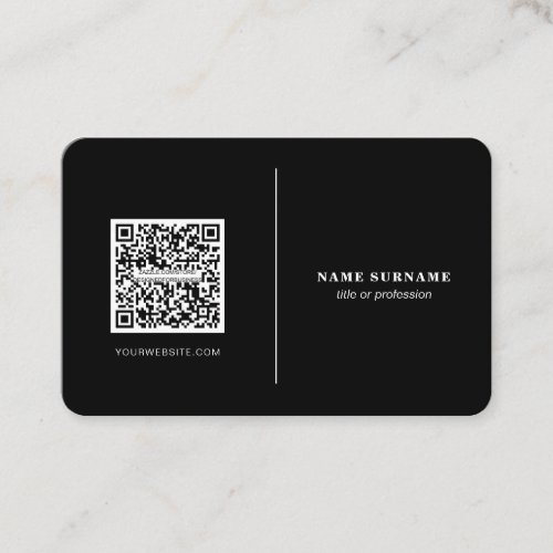 QR code professional minimalist social media black Business Card
