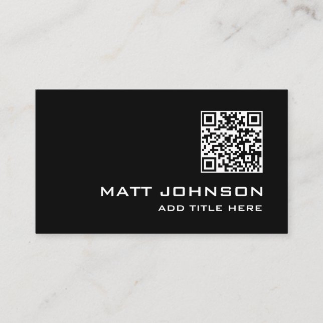 QR Code Professional Modern Black Business Card (Front)