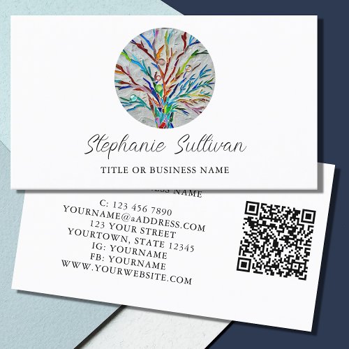 QR Code Professional Modern Tree of Life Business Card