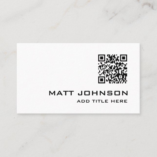 QR Code Professional Modern White Business Card (Front)